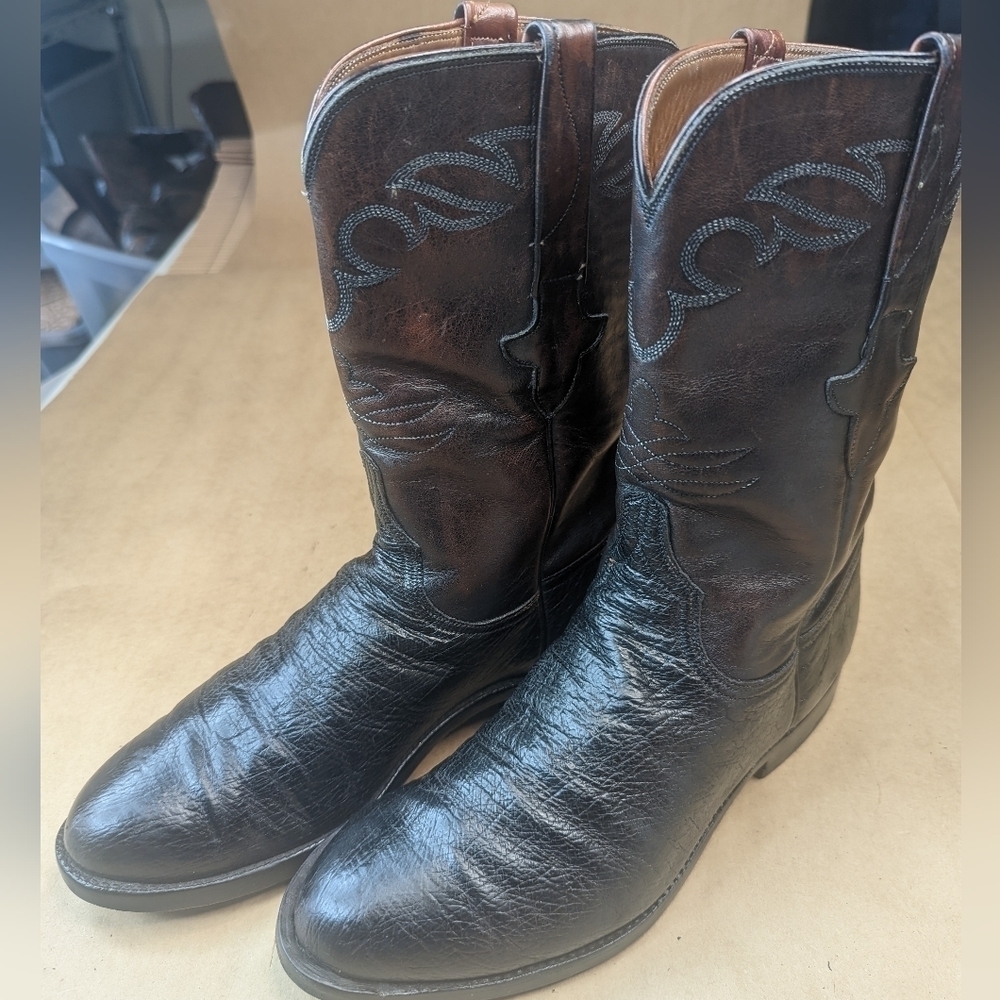 Lucchese Boots men's size 7.5D Exotic Genuine Black Smooth Ostrich classic Weste